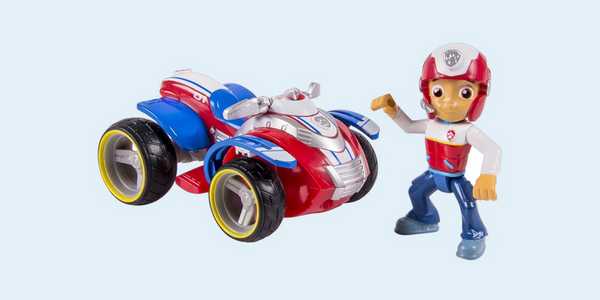 PAW Patrol character Ryder with his toy rescue ATV.